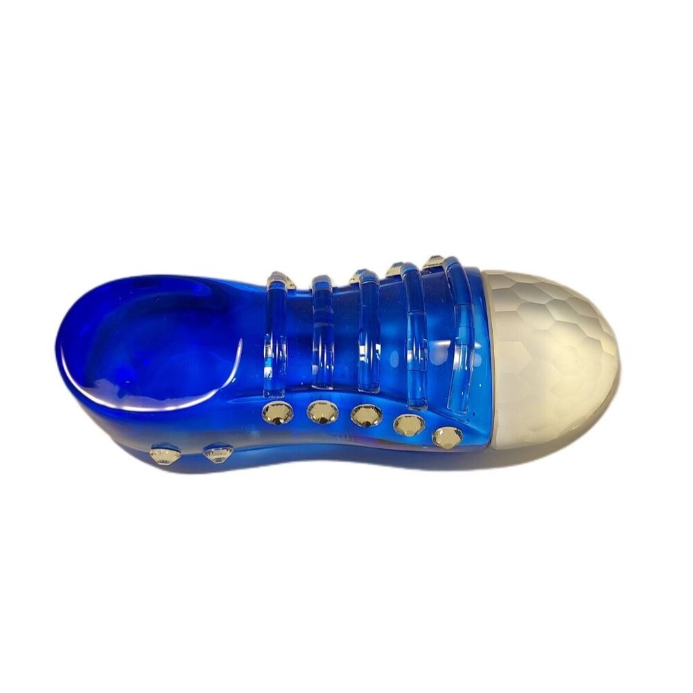 Paperweight Blue Glass SD Simon Designs Crystal Sneaker Frosted Accent 6"x1.75" - Picture 2 of 13